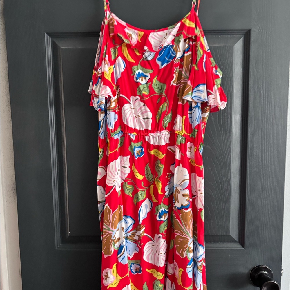 Candie's Red Floral Asymmetrical Dress - Picture 4 of 4